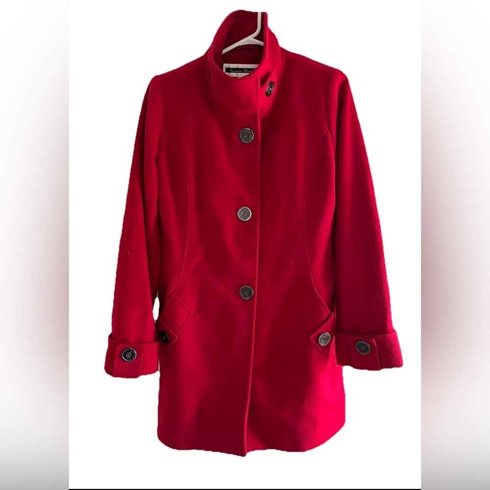 Vintage Kristen Blake Women's Red Wool Coat Size Small EUC warm preppy